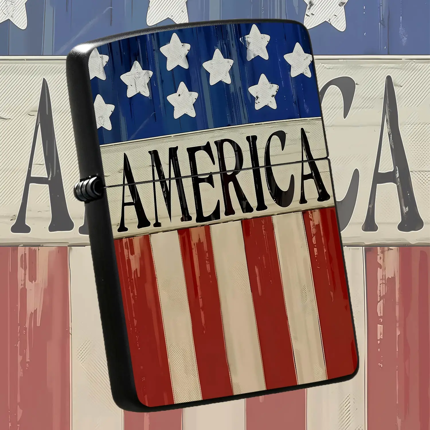 Vintage America Themed Lighter Retro Patriotic Stars Stripes Pattern Portable Accessory For Daily Use Travel Collection Gifting Suitable For All Occasions Classic Stylish Decorative Practical Personalized Carry On Item A Humorous And Intere