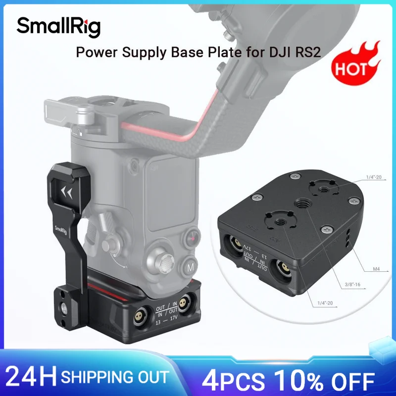 SmallRig Power Supply Base Plate/Power Pass-Through Plate/ Adapter Cable for DJI Work with Batteries to Extend Runtime RS2