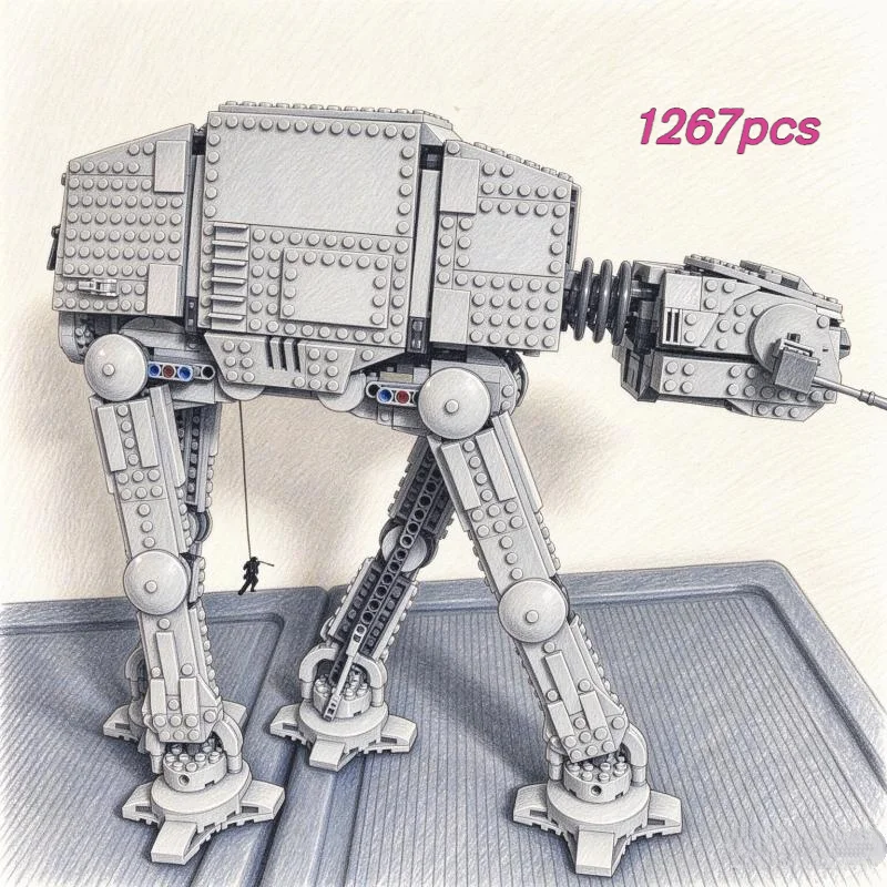 2026 1267pcs Star Interstellar Conflict Empire ATAT Snowtrooper Army Assault Motorized Walker Building Block For Birthday Gifts