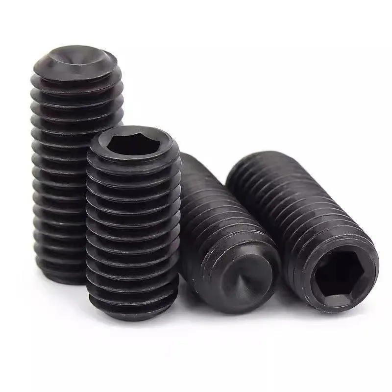 300Pcs Grade 12.9 Black Hex Socket Set Screws, Headless Flat Point Grub Screws Assortment