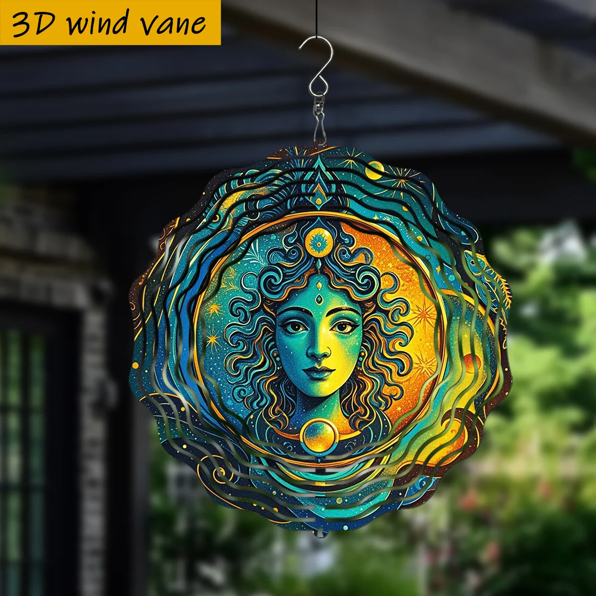 3D 1pc, a Dazzling and Dreamy Cosmic Pattern Blending Natural Elements.  with Swivel Hook, 360° DIY Creative Wind Spinner.