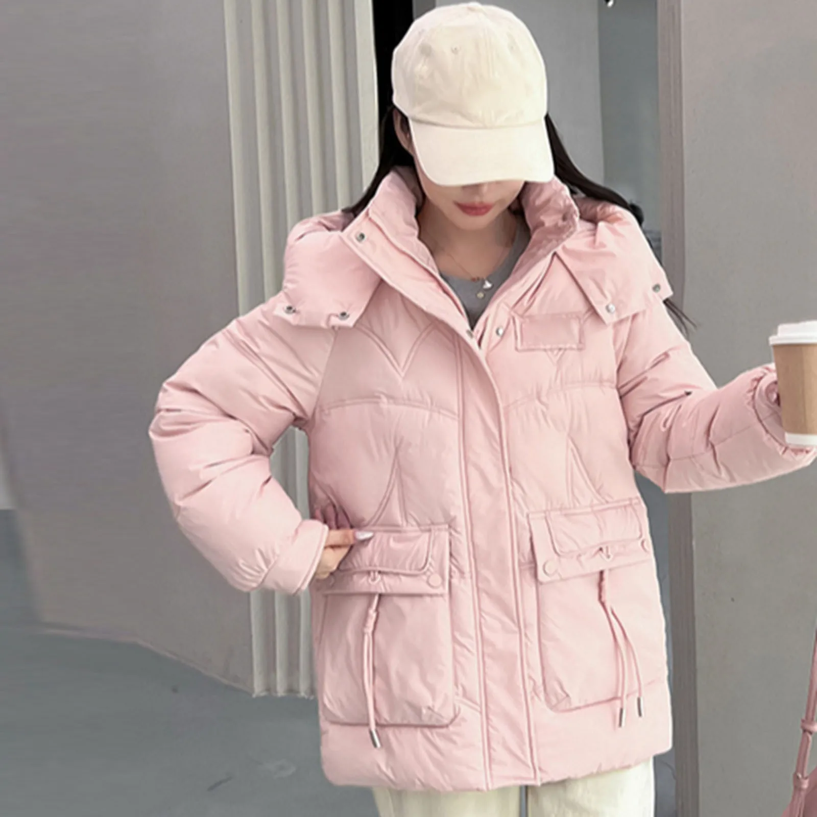Women Winter Thickened Puffer Jacket 2024 New Warm Hooded Down Cotton Coat Fashion Casual Comfortabel Parkas Outwear