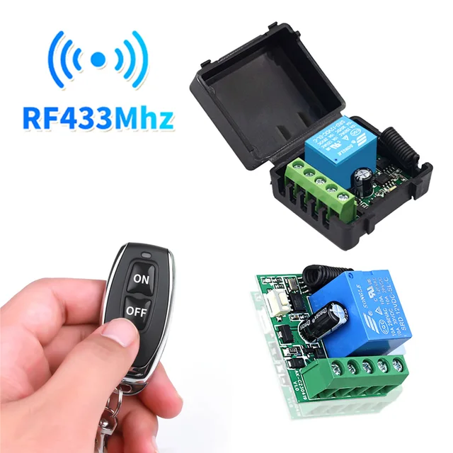 Pilot RF433Mhz bezprzewodowy włącznik światła DC 12V 1CH 10A przekaźnik-odbiornik nadajnik do drzwi zamek elektromagnetyczny moduł DIY