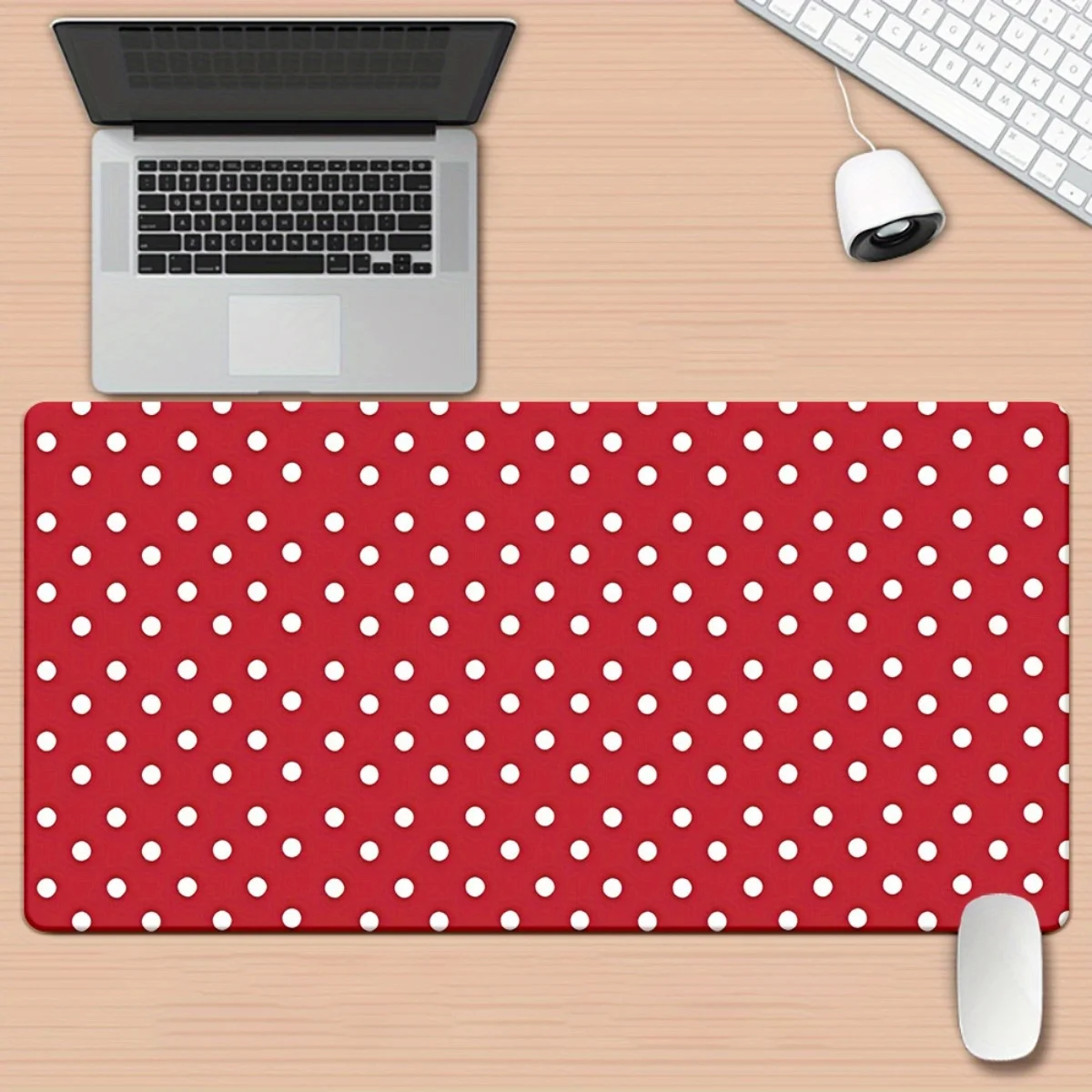 

1pc Red Polka Dot Mouse Pad, Large XXL Desk Mat for Gaming and Office Use, Durable Rubber Material, Ideal Gift for Family and Fr