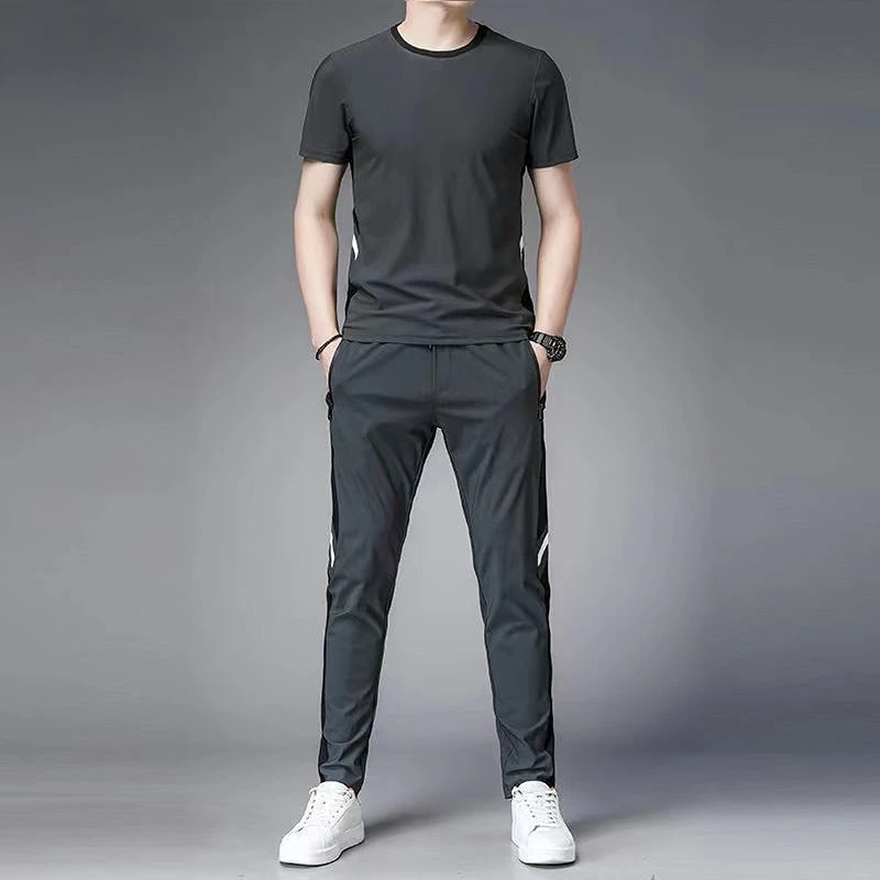 

T Shirt Man Regular Fit Pants Sets Basic Men's Clothing Aesthetic Sportswear Jogging Tracksuit Essential Top Loose Sports Suits