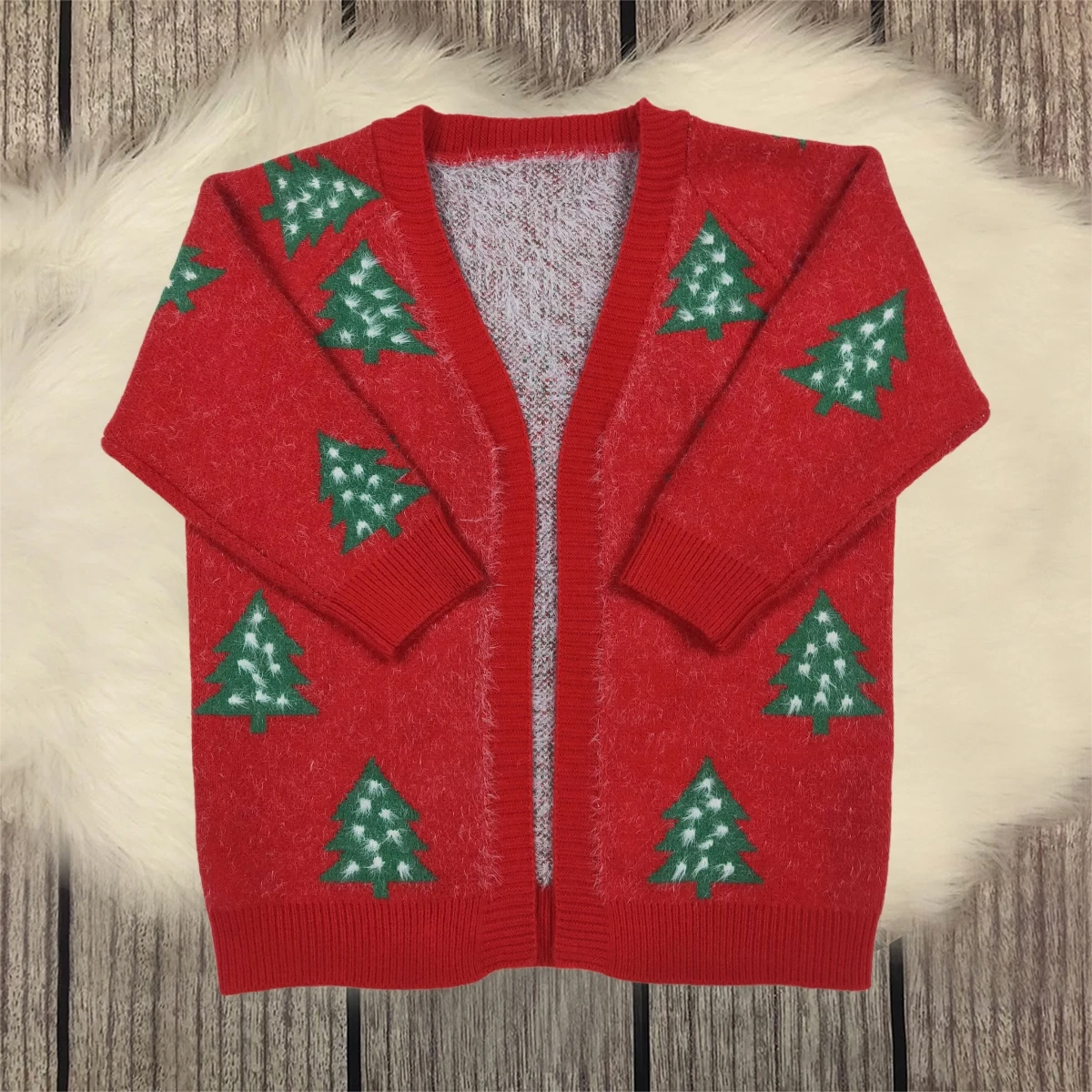 

Baby Girls Long Sleeves Christmas Tree Red Winter Coat Kids Woolen Children Toddler Girls Sweater Cardigan Clothing Wholesale