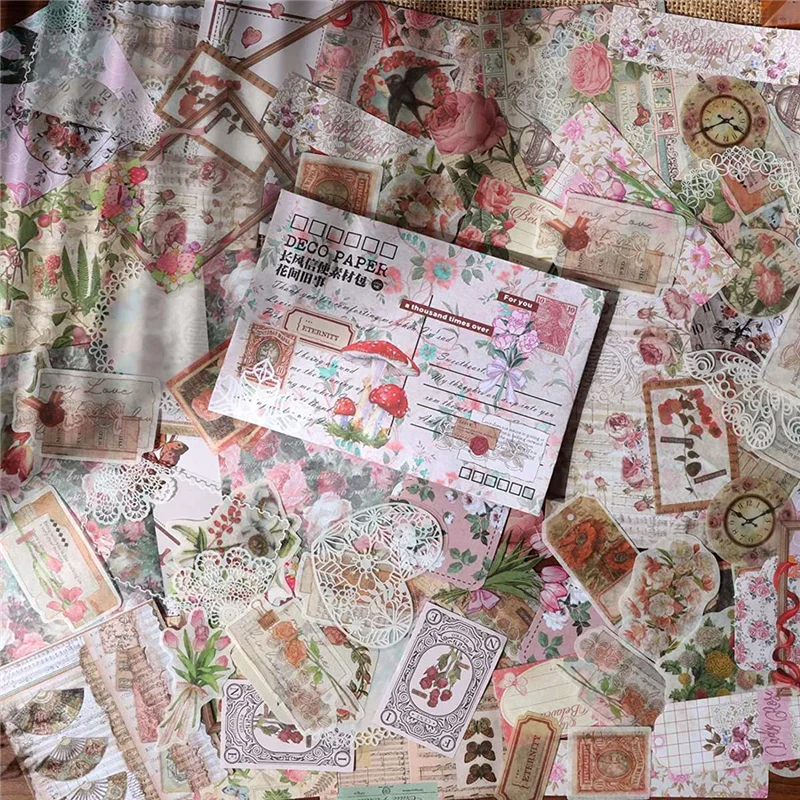 สติ๊กเกอร์ตกแต่งวินเทจ100ชิ้นสำหรับวารสารศิลปะขยะตกแต่งสวยงามภาพอัลบั้มภาพตัดปะแบบทำมือ