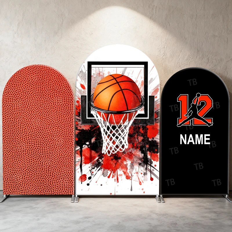 

Basketball Arch Backdrop Cover Custom Name Personalized Sports Theme for Birthday Party Decoration & Photography Background Wall