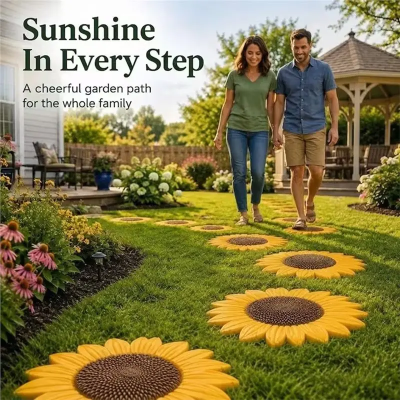 VEHO-Sunflower Stepping Stone Silicone Mold Reusable DIY Concrete Cement Mould For Garden Path Decoration