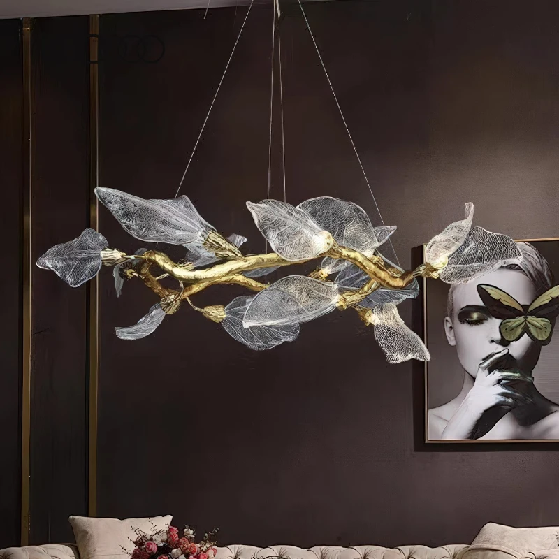 Luxury Nordic Resin Floral Ceiling Chandeliers LED Lights Woonkamer High-end Designer Dining Room Kitchen Leaf LED Hanging Lamps