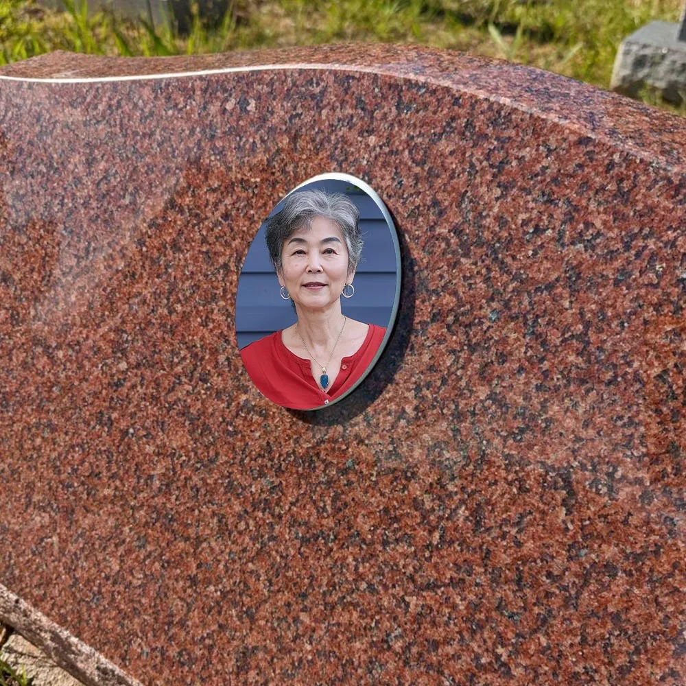 2D Flat Not 3D 1pc Custom Photo Memorial Headstone Tile Oval Design Personalized Tombstone Decoration Pet Memorial Gift - view 3