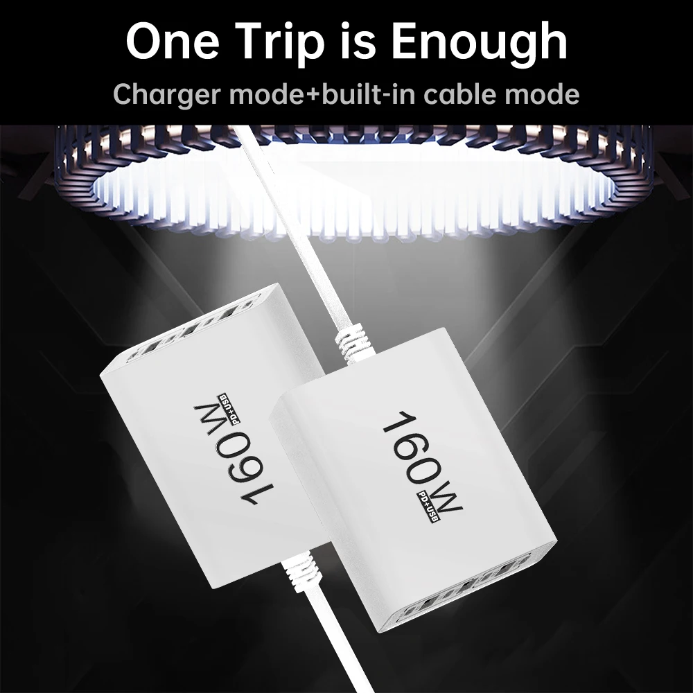 160W Multi‑Port Fast Charging Power Strip Socket USB‑C High‑Speed Charging Adapter Multi‑Device Power Station For iPhone Phone