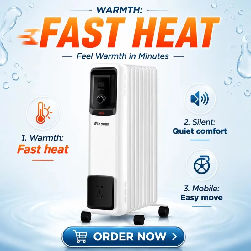 Airo Free Standing Oil Filled Radiator  13Fins Overheat Protection  Home Heater