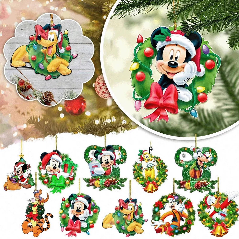 18 قطعة/10 قطعة من زينة عيد الميلاد بطابع ديزني ميكي وميني، مناسبة لتزيين أشجار عيد الميلاد