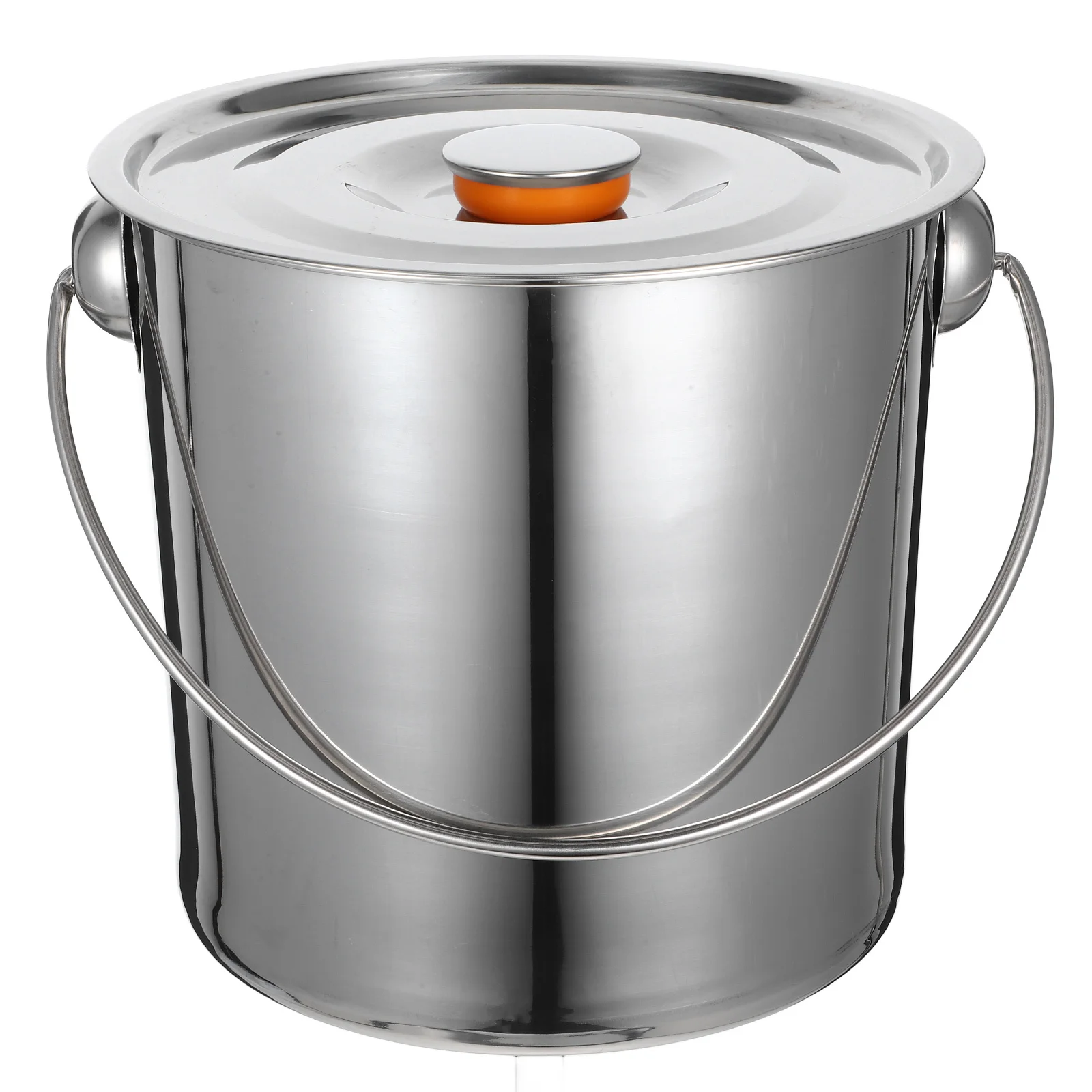 

Camping Stainless Steel Firewood Bucket Portable Handle Storage Container with Lid Outdoor Firewood Adding Multiuse Storage