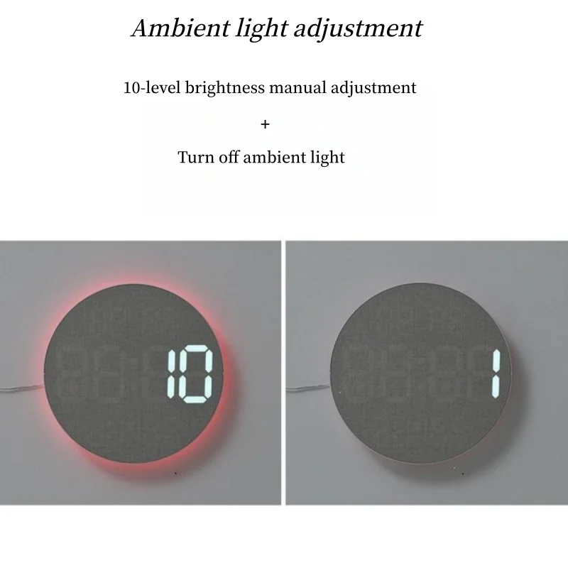 10 Zoll Digitale Wanduhr mit Fernbedienung, 9 Farben Stimmungslicht, Datum, Temperatur, Luftfeuchtigkeit, Timer, automatische Dimmung, LED-Wecker für Fitnessstudio und Yoga – Detail 11