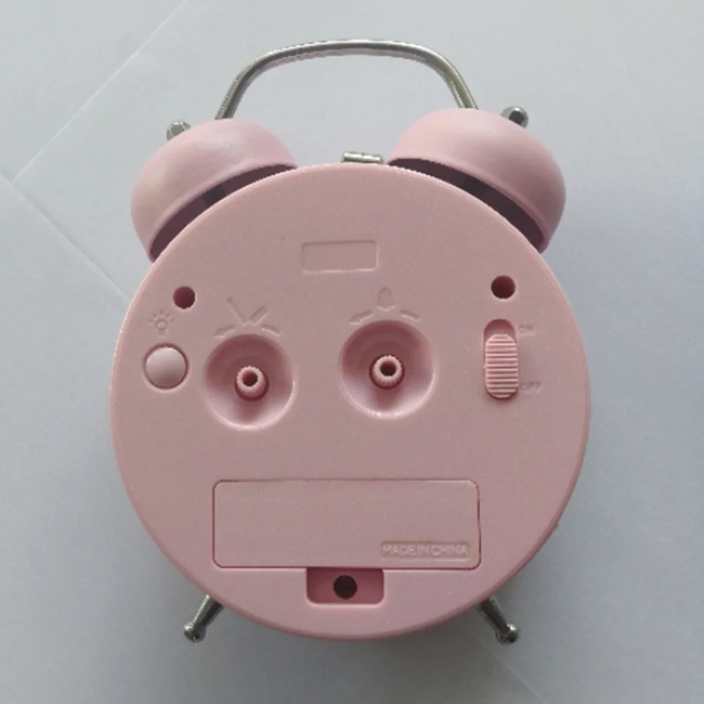 Creative Bell Small Alarm Clock Round Desktop Clock for Home Bedroom Office Loud Wake Up Silent Operation Pink No