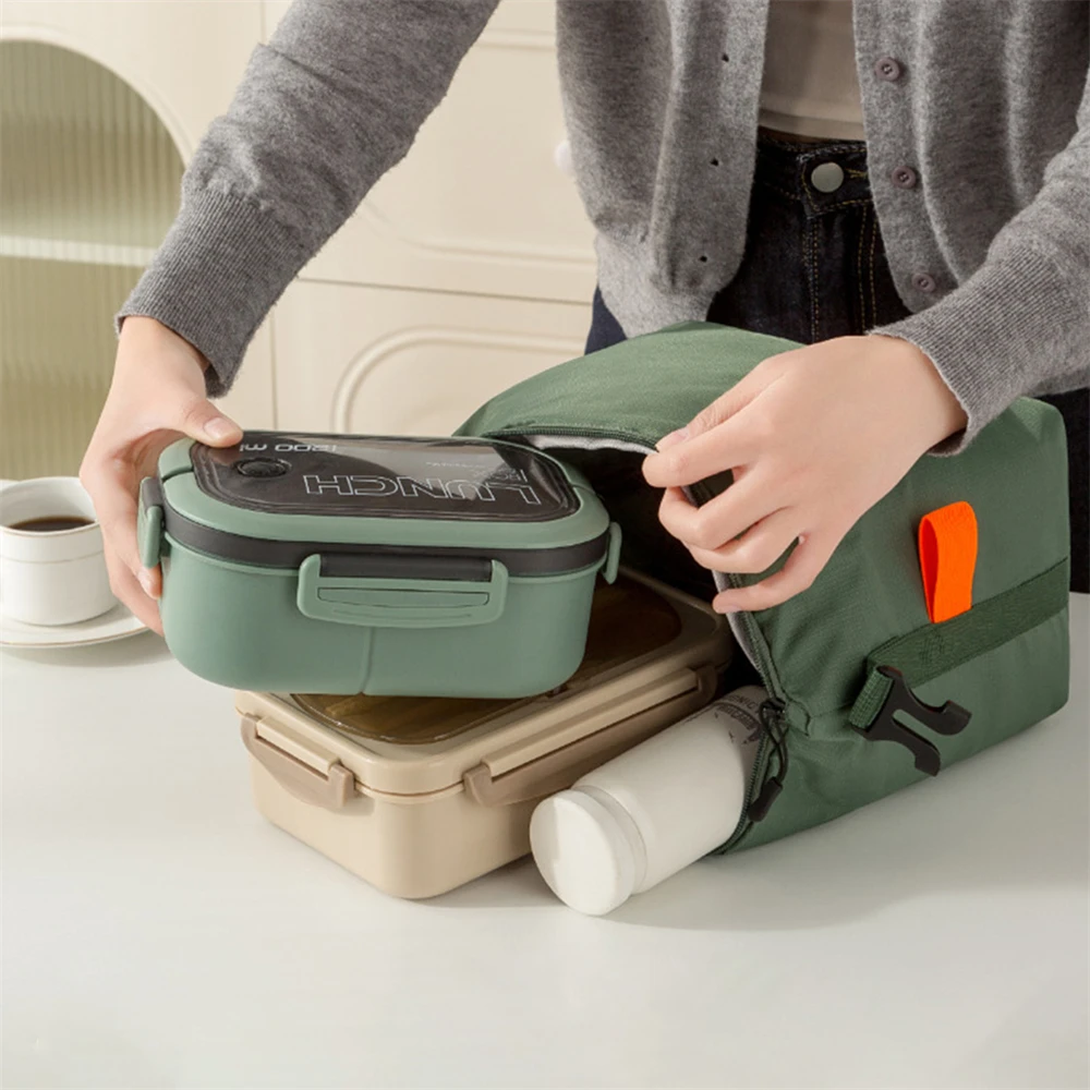 1pc Larger Capacity Lunch Bag Leakproof Cooler Bag Food Lunch Containers Hand-held Bento Bag For School, Work, Office, JJ2249