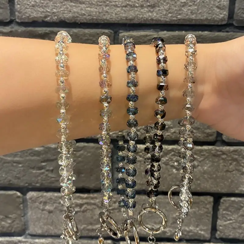 

1PC Crystal Phone Lanyard Handmade Beaded Wrist Strap Charm Sparkly Purse Hanging Chain Elegant Statement Gift