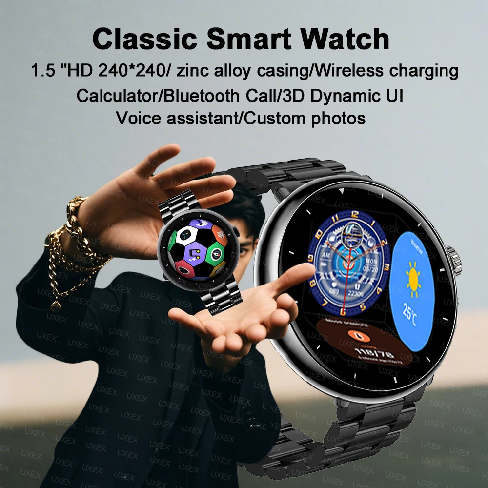 Delicacy Smartwatch الذكور الإصدار العالمي 1.5 HD عرض App التحكم بلوتوث دعوة صوت مساعد الساعات الذكية لتقوم بها بنفسك وجوه النساء