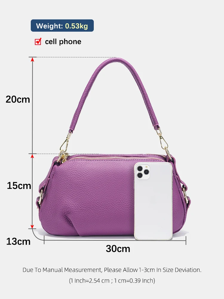 Zency Women\'s Genuine Leather Bag Simple High Quality Small Simple Pillow Handbag Female Shoulder Crossbody Ladies Leather Bag