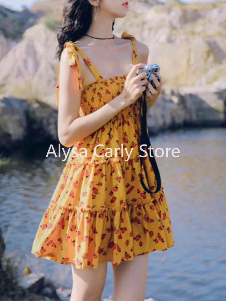 

2025 Summer Vintage Sweet Floral Mini Dress Women Korean Elegant Lace Fairy Dress Female Causal Evening Fashion Party Dress Chic