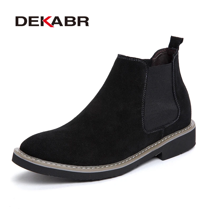 

DEKABR Brand 2022 New Men Boots Increased 6cm Inside Height Insole Soft Leather Casual Walking Outdoor Classic Men Work Boots