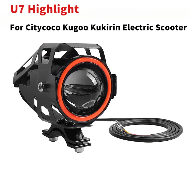 LED Spotlight Laser U7 Highlight For Citycoco Kugoo Kukirin Electric Scooter Flashing Angel Demon Eyes Headlight Horn Part