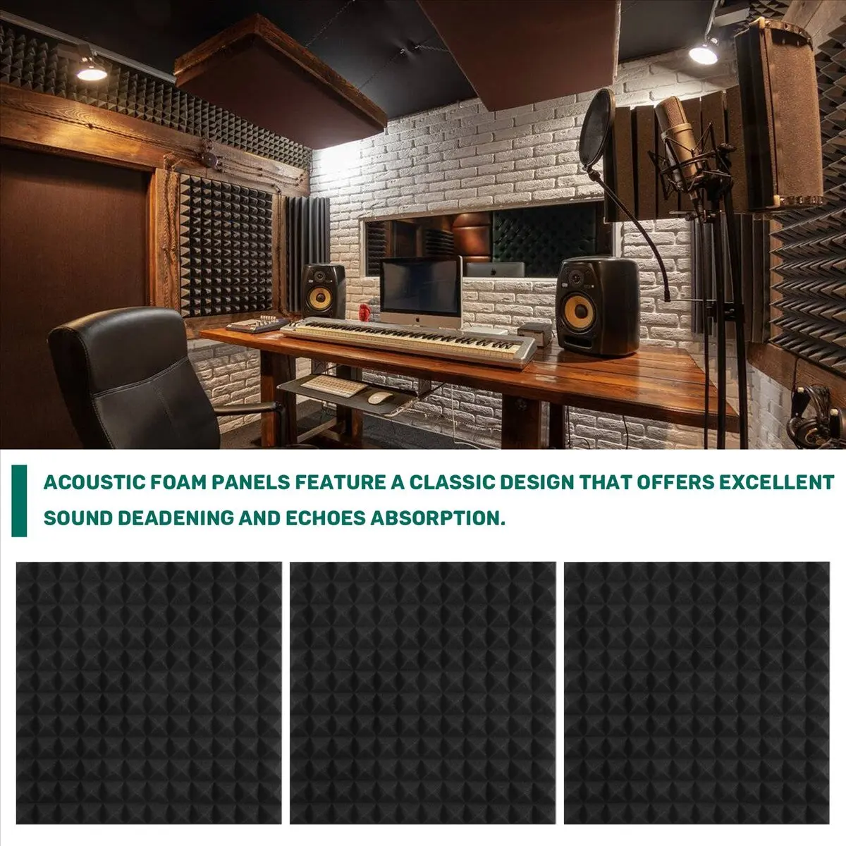 SDFC 12 Pack Pyramid Shape Soundproof Foam Sound Proof Padding Treatment Panel for Insulation