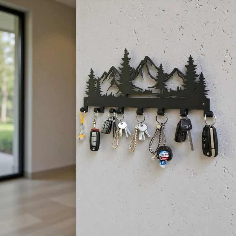 1-2PCS Easy Install Wall Mount Forest Key Hook - Charming Metal Design for Towels, Hats & Purses | Stylish Entrance & Bathroom