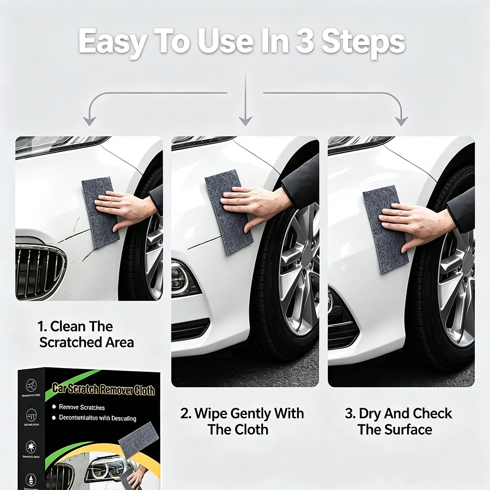 6PCS Nano Sparkle Cloth for Car Scratches Multifunction Nano Magic Cloth Scratch Remover with Scratch Repair and Water Polishin