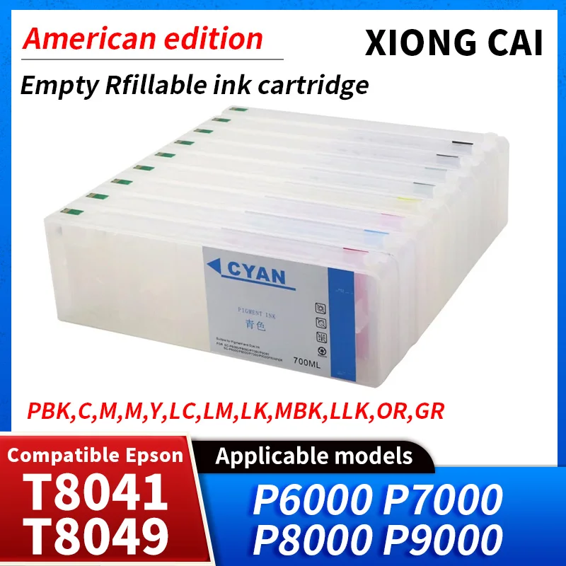 America Empty Refill T8041-T8049 T804A T804B Ink Cartridge With Chip 700ml Compatible For EPSON P6000 P7000 P8000 P9000 Printer