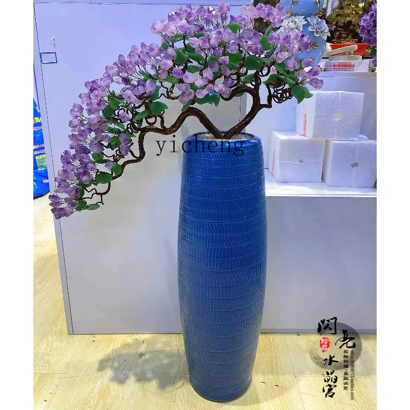bj-11 natural amethyst fortune tree cash tree villa living room blue vase lucky tree
