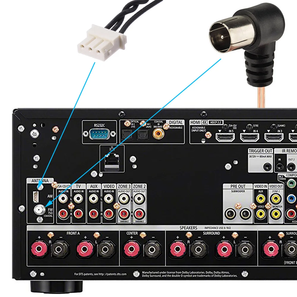 Superbat 75 ohm Indoor FM Dipole Antenna F Male Connector and 3 PIN AM Loop Antenna Connector for Radios and Stereo Receivers