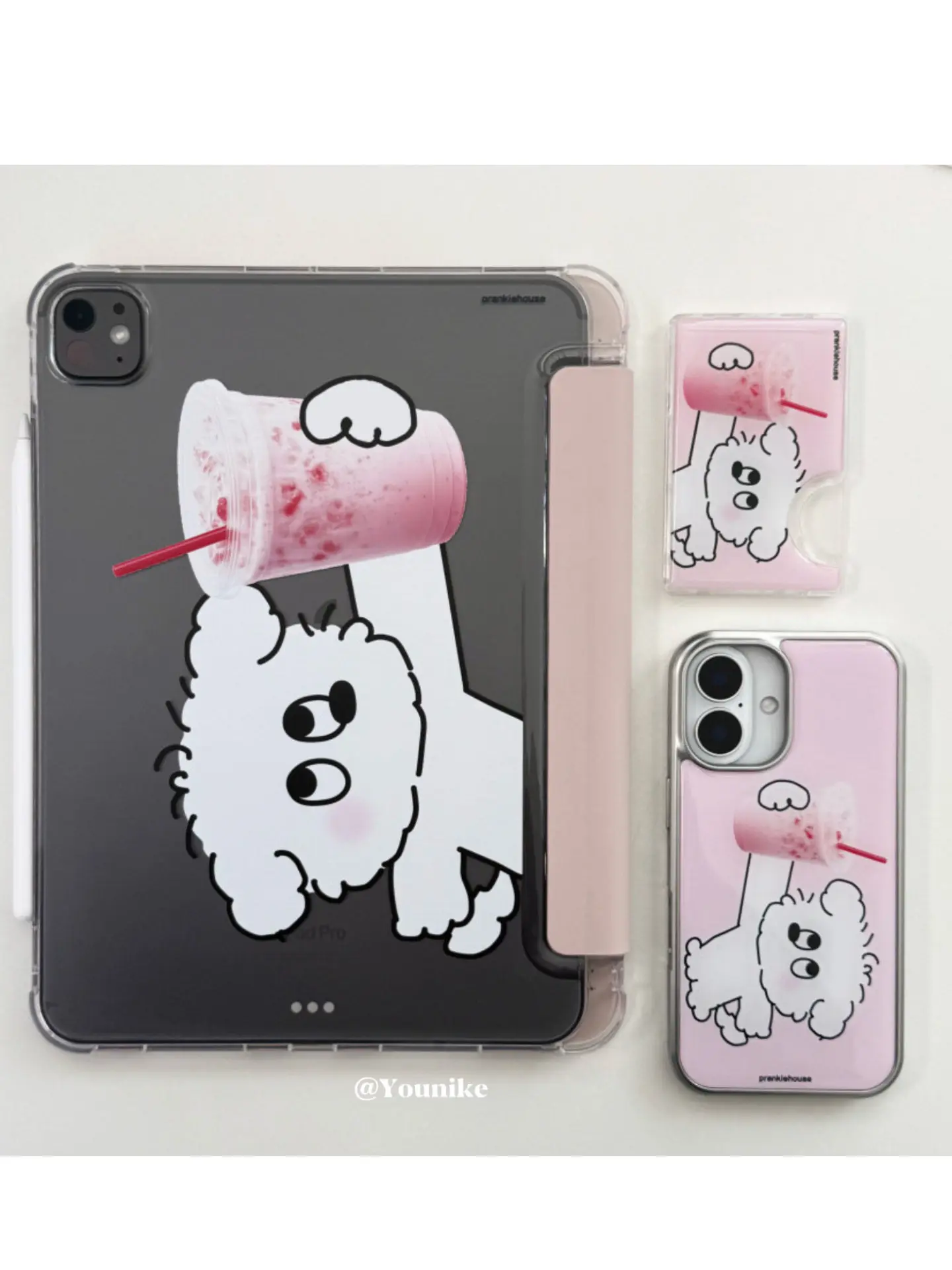 Ins KoreanCute Pink Dog Y-Fold Y2K Tablet Case For iPad Pro 13in 11th M5M4 12.9in A16 7/8/9/10th Air4/5/6/7 11in M2M3 Mini Cover