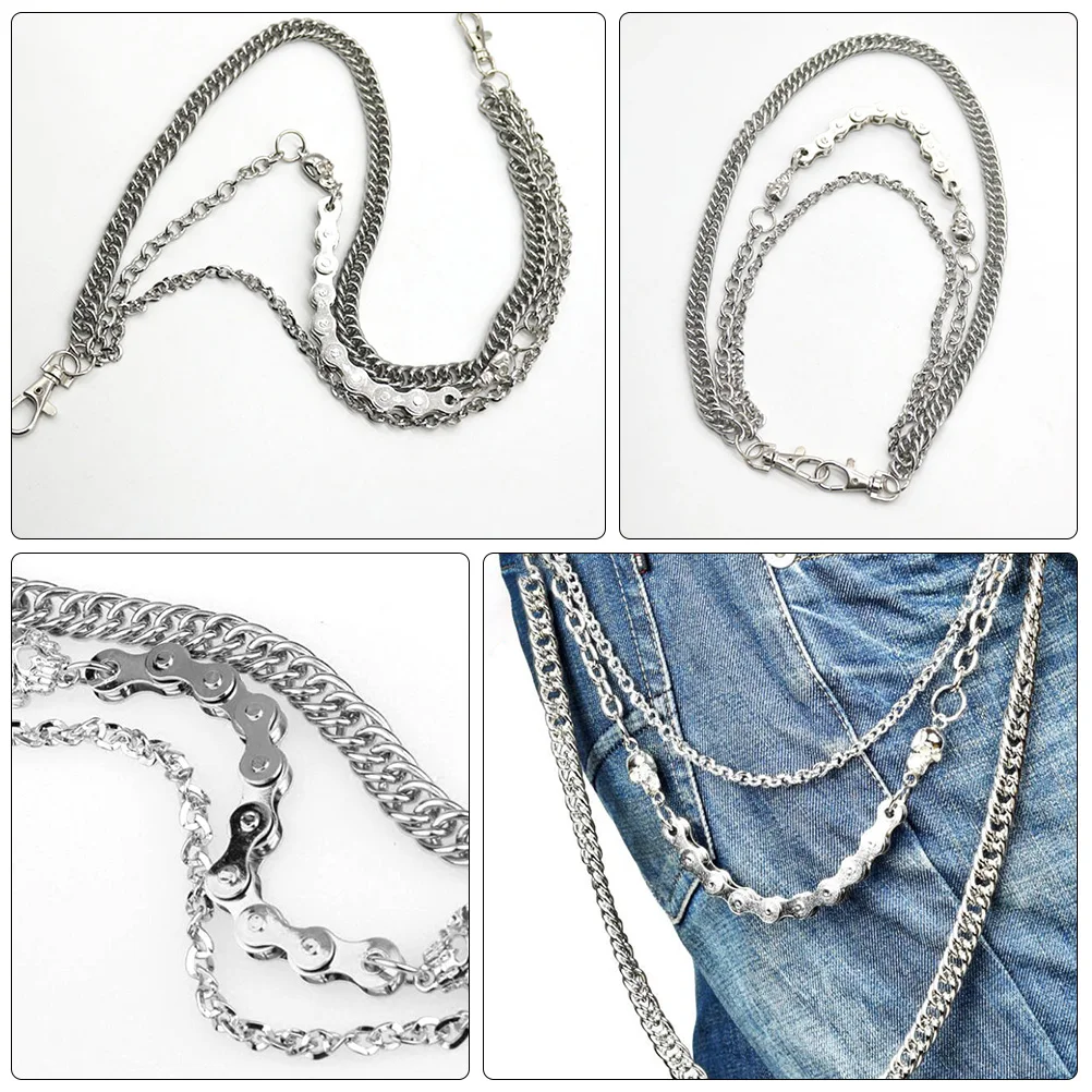 

1 Pc Silver Metal Skull Pants Chain Men's Wallet Trousers Chain Waist Accessory
