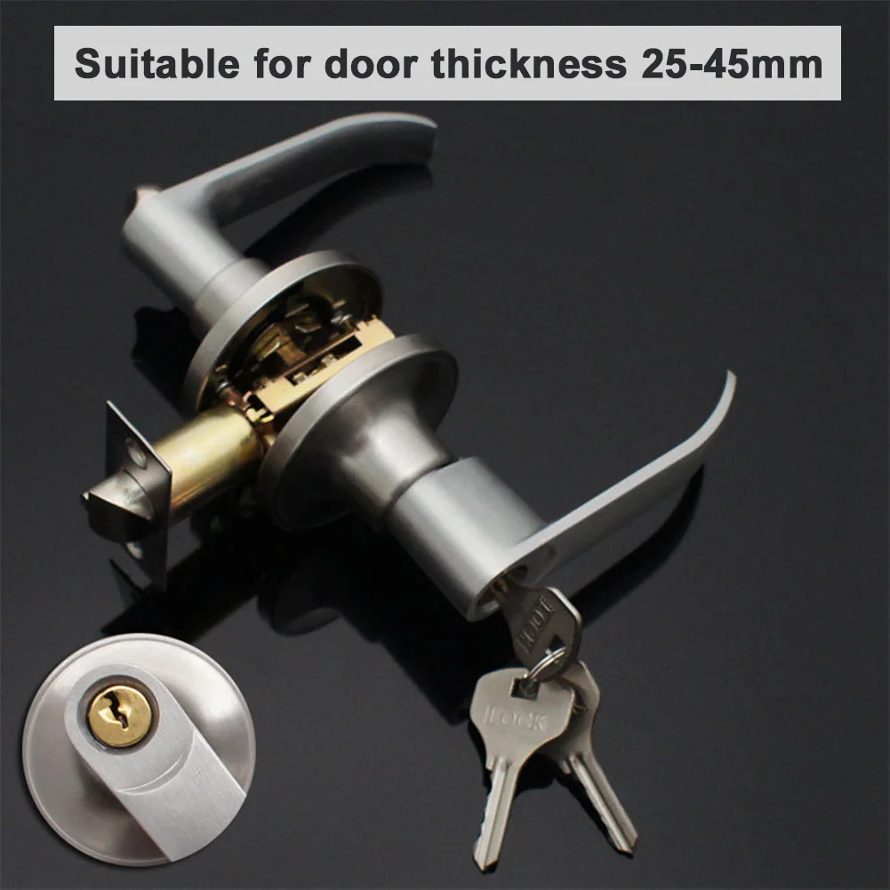 

Locking Door Handle with 3 Keys Entrance Door Handles Interior Lever Lock Door Knob Replacement for Bedroom Front Door