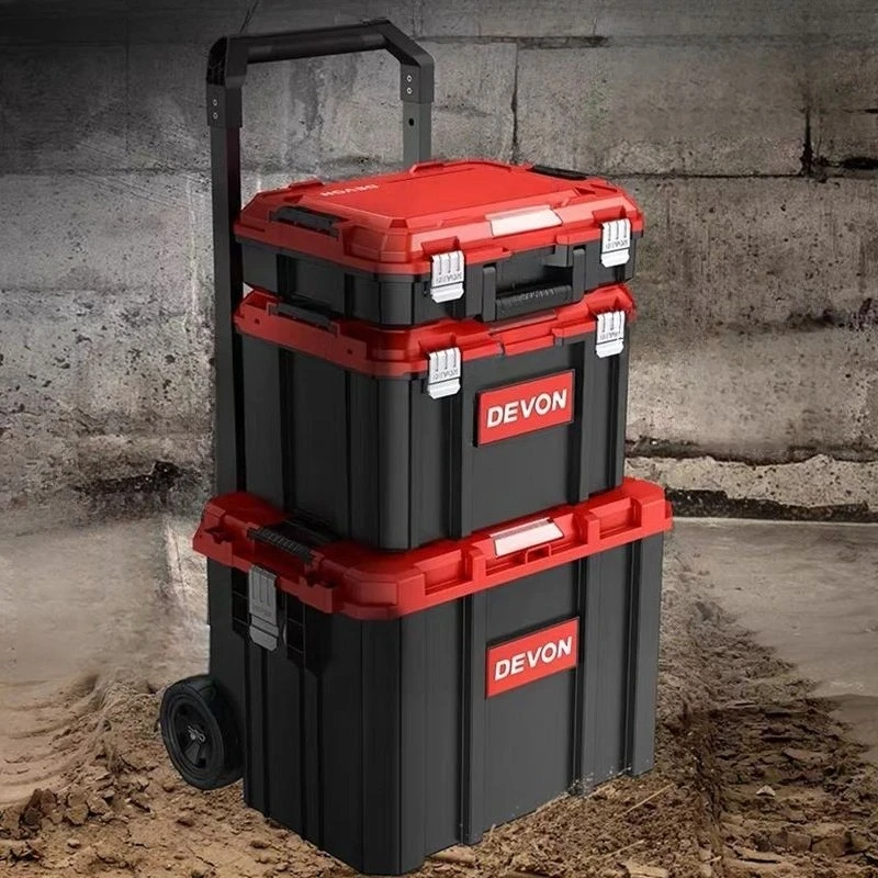 

Pull Rod Toolbox Stacked Multi-purpose Storage Case Large Capacity Durable Combination Tools Organizer Practical Tool Case