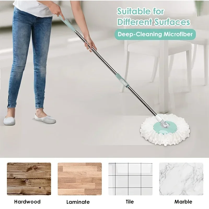 HOT spin mop, automatic rotating mop /3pcs mop replacement head, clean microfiber tow bucket lazy magic mop bucket.