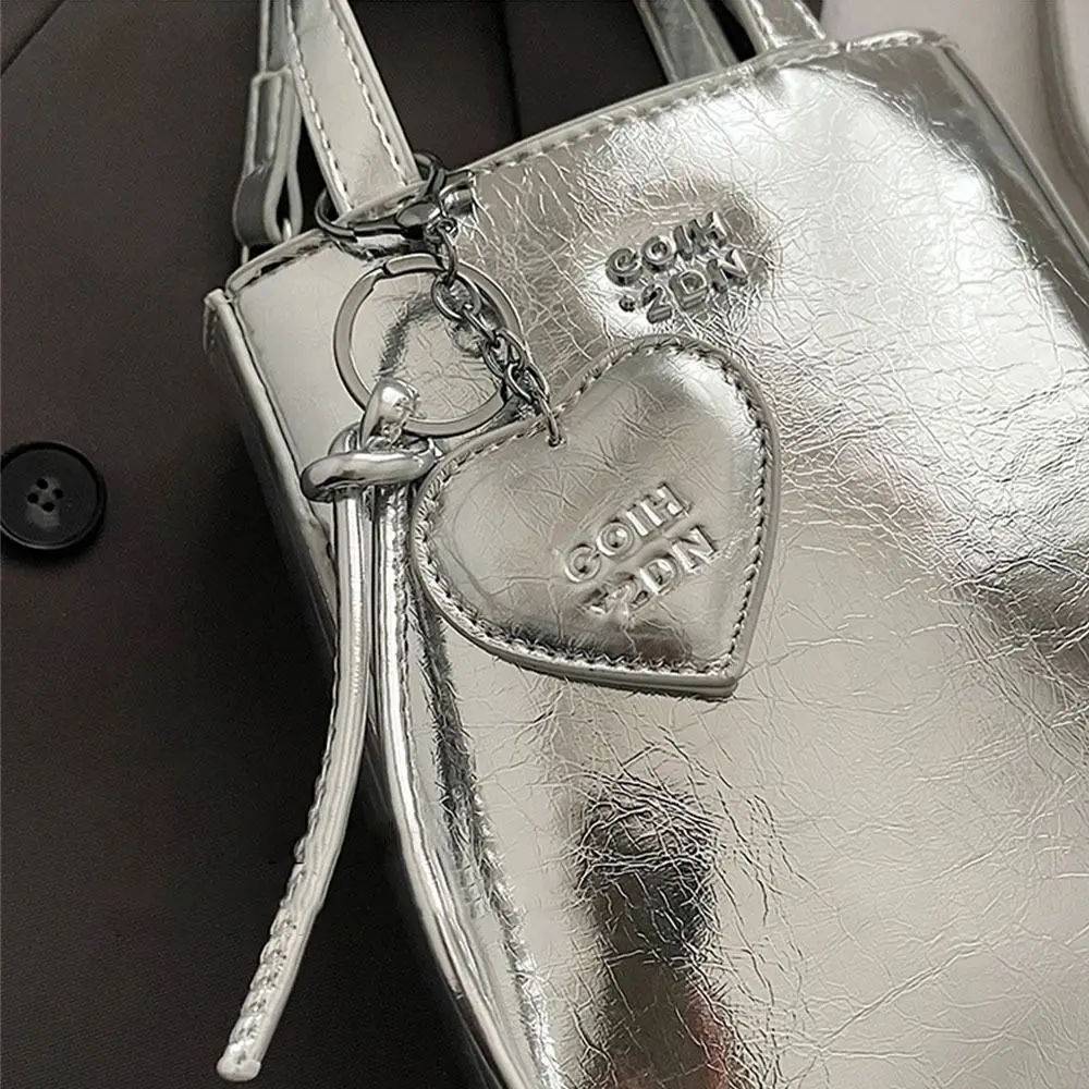 Fashion Pu Leather Shoulder Bag Chic Versatile Small Square Bag with Love Keychain Pendant High Quality Crossbody Bags for Women