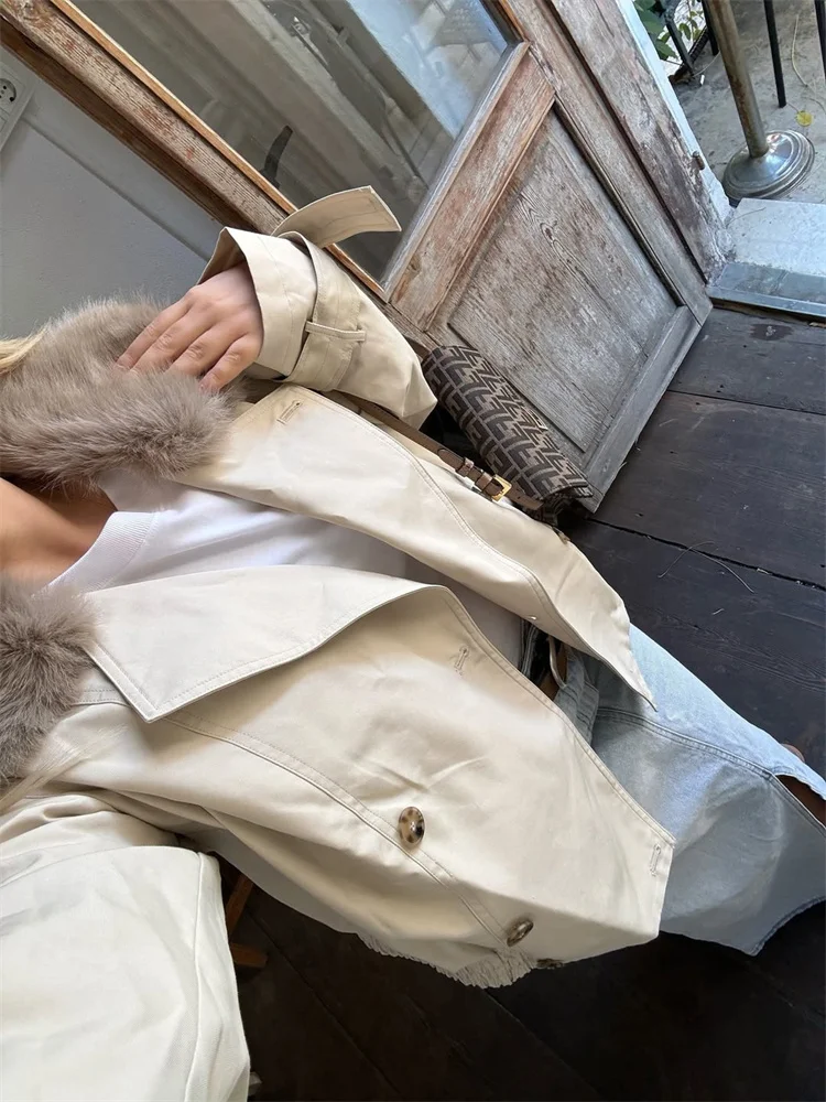 Fashion Loose Lapel Overcoat Jackets For Women Long Sleeve Patchwork Cardigan Coat Commute Female Fur Feather Jackets