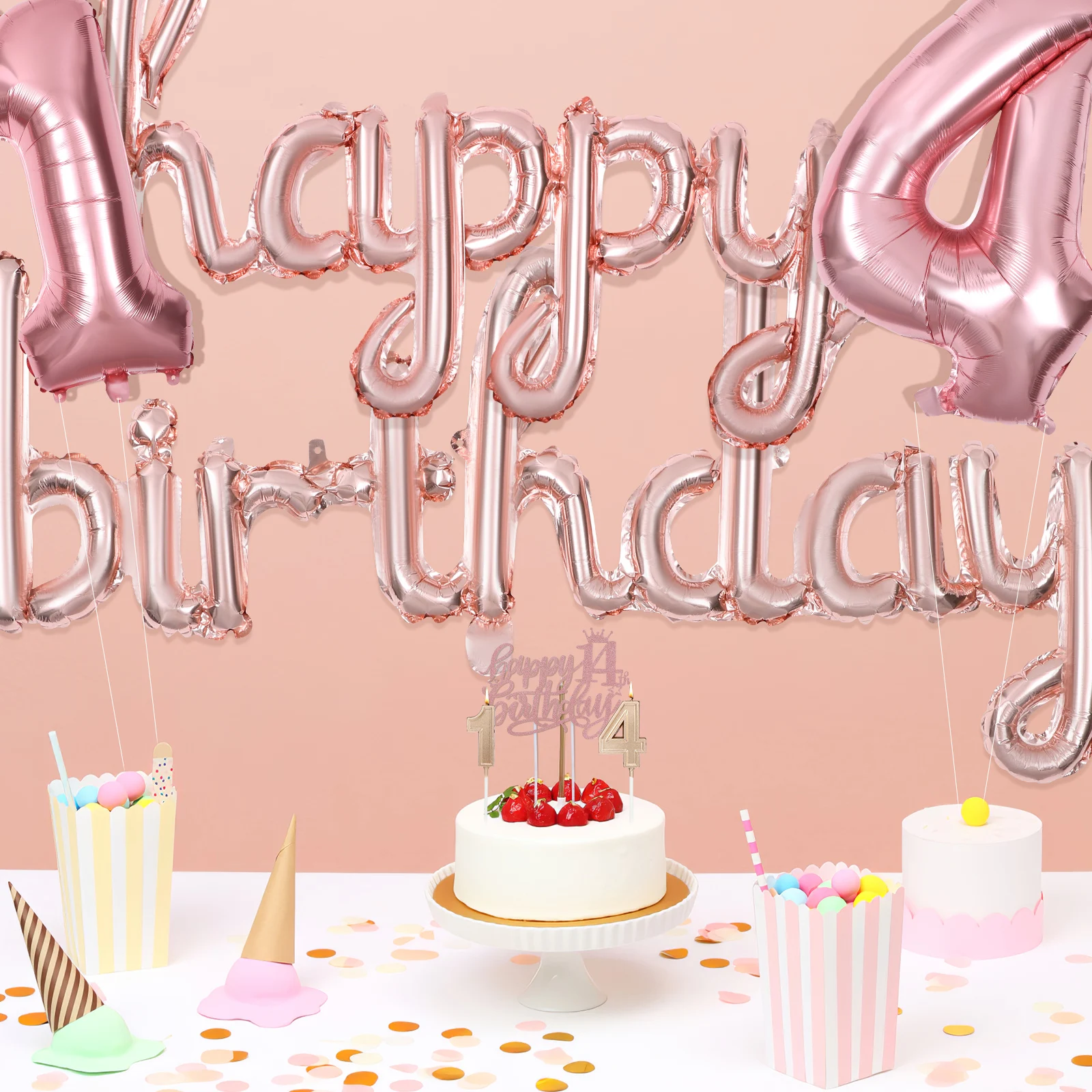 

14th Birthday Decorations Set Girls Party Supplies Celebration Festive pearl pin sash crown girl birthday