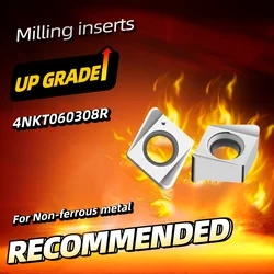 10PCS Carbide Hard Alloy Milling Inserts 4NKT060308R for Aluminum, Copper, Wood-working Machining