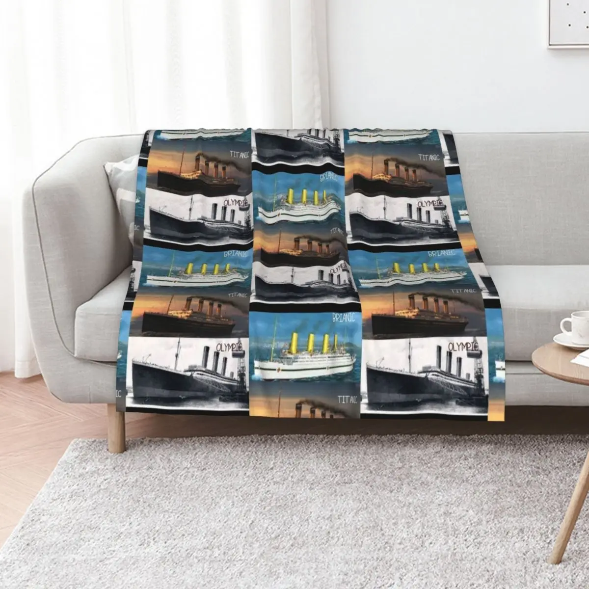 Titanic,britanic sister ship,iceberg,white star star liners,ship Throw Blanket Soft Beds Hairys Soft Big Beach Blankets