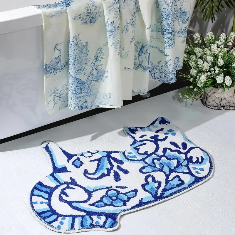 Cat shaped bathroom carpet 23 inches x 32 inches home decor carpet anti slip absorbent carpetGoods in stock