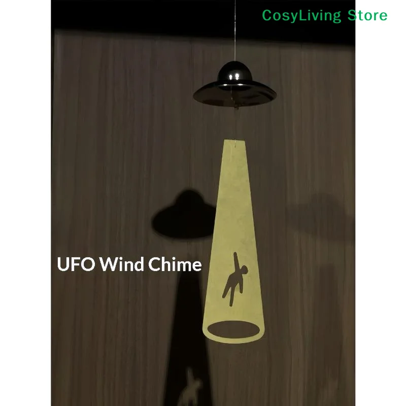 [CL]Creative UFO Alien Abduction Wind Chime With Shadow Effect And Glowing Design For Home Balcony Patio Decor Space Fans Gifts