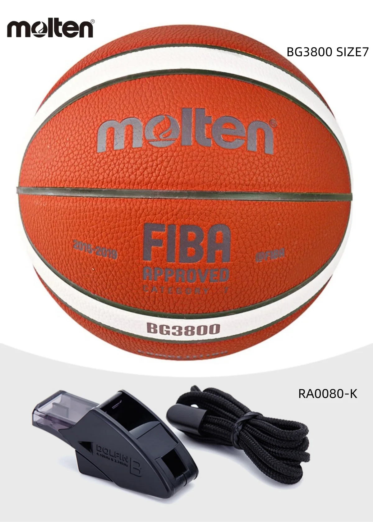 

Molten RA0080 Basketball whistle BG3800 size7 basketball indoor outdoor adult youth children competition training basketball