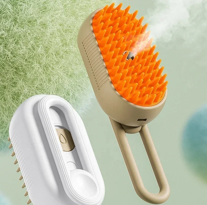 

New 3 In 1 Rechargeable Pet Hair removal Brush Pet Spray Massage Comb De-fluffing Cat Combs With handle Steams Pet Brush