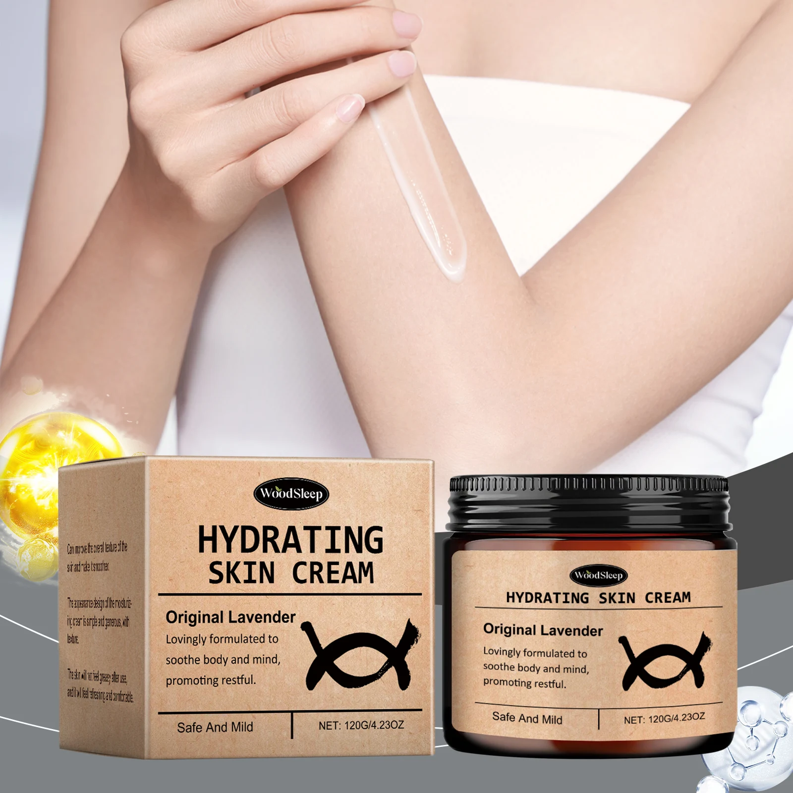 

Woodsleep Moisturizing Body Cream Lavender Deep Hydration Tighten Skin Soothing Reduce Fine Lines Smooth Soft Honey Cream 120g