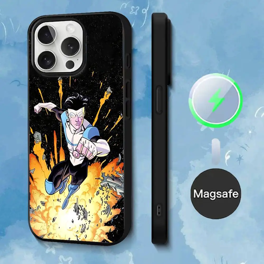 حافظة هاتف خارقة I-Invincible لهاتف iPhone 17,16,15,14,13,12,11,Pro,Max,Plus,Mini,SE4,E شحن لاسلكي Magsafe مغناطيسي